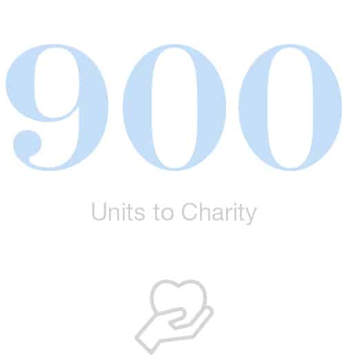 900 Units to Charity