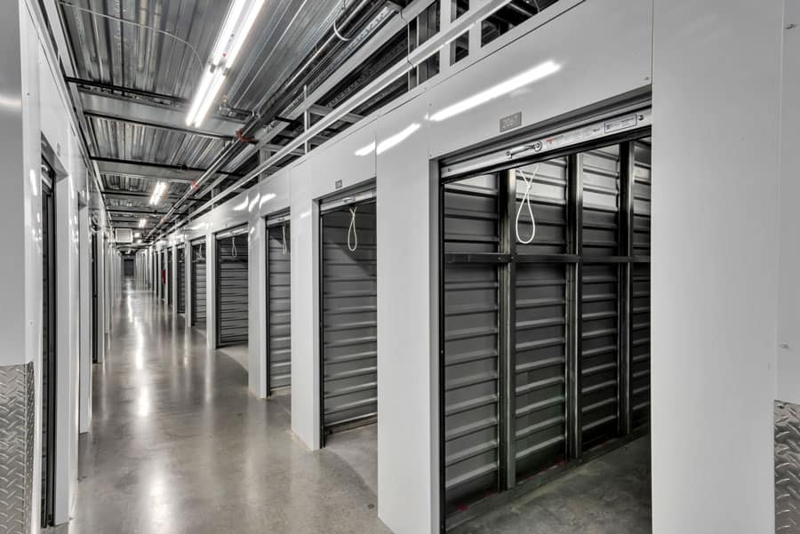 Hall of new storage units with the doors open